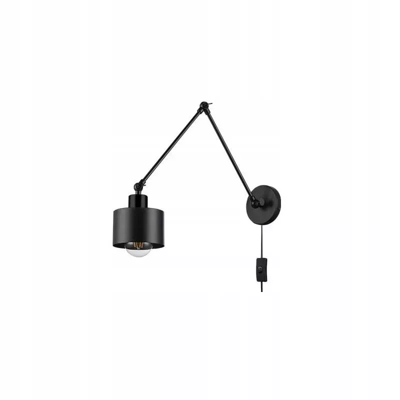 Kinkiet Lampa Pojedyncza 1xE27 Ruchoma z Wysięgnikiem ELZA czarna-5904703016557