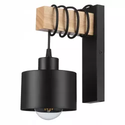 Kinkiet ścienny ruchomy E27 lampa wewnętrzna ścienna DREWNO LED czarny-5904703016441