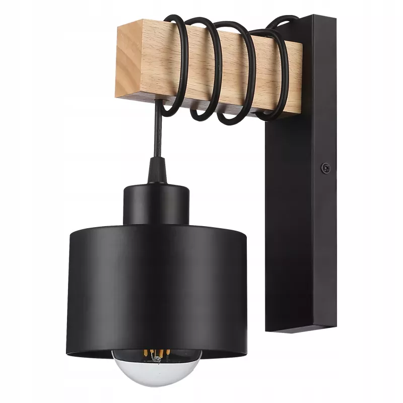 Kinkiet ścienny ruchomy E27 lampa wewnętrzna ścienna DREWNO LED czarny-5904703016441