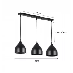 Lampa sufitowa wisząca żyrandol LED 3x E27 oprawa LOFT czarna-5904703016502