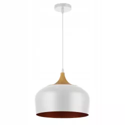 LAMPA WISZĄCA SUFITOWA E27 ŻYRANDOL LOFT NOWOCZESNA biała ZŁOTA drewno-5904703016533