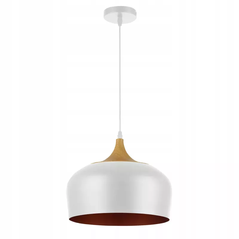 LAMPA WISZĄCA SUFITOWA E27 ŻYRANDOL LOFT NOWOCZESNA biała ZŁOTA drewno-5904703016533