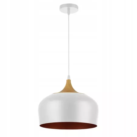 LAMPA WISZĄCA SUFITOWA E27 ŻYRANDOL LOFT NOWOCZESNA biała ZŁOTA drewno-5904703016533