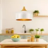 LAMPA WISZĄCA SUFITOWA E27 ŻYRANDOL LOFT NOWOCZESNA biała ZŁOTA drewno-5904703016533