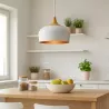 LAMPA WISZĄCA SUFITOWA E27 ŻYRANDOL LOFT NOWOCZESNA biała ZŁOTA drewno-5904703016533