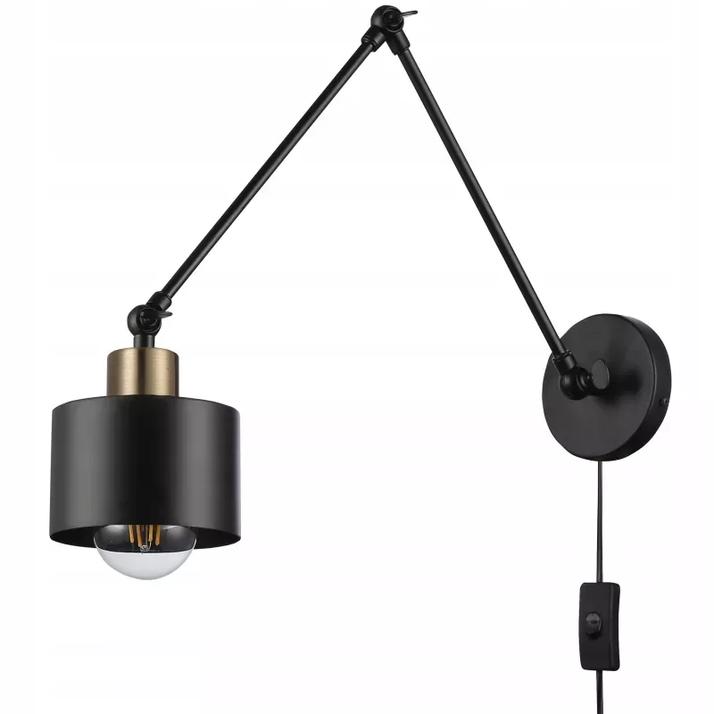 Kinkiet E27 LED Elza wysięgnik x1 czarny+miedź-5904703016540