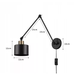 Kinkiet E27 LED Elza wysięgnik x1 czarny+miedź-5904703016540