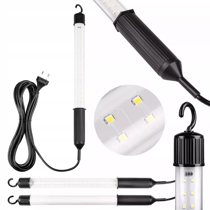 Lampa LED warsztatowa latarka świetlówka 230V z przewodem hak na kablu 5m-5904703017271