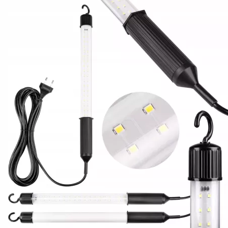 Lampa LED warsztatowa latarka świetlówka 230V z przewodem hak na kablu 5m-5904703017271