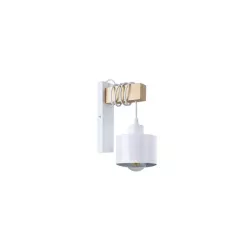 NOWOCZESNY KINKIET LED E27 ELZA STAL DREWNO 35W BIAŁY-5904703018346