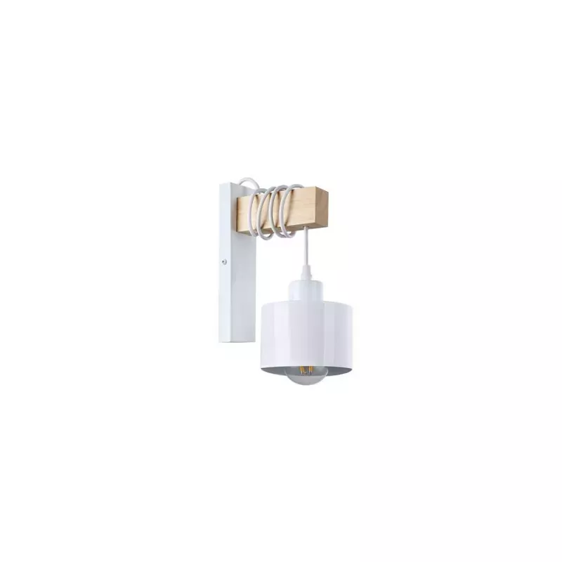 NOWOCZESNY KINKIET LED E27 ELZA STAL DREWNO 35W BIAŁY-5904703018346