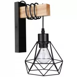 Kinkiet ścienny wiszący E27 lampa DREWNO wewnętrzna ścienna LED czarny-5904703018421