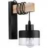 Kinkiet ścienny wiszący E27 lampa DREWNO wewnętrzna ścienna LED szklany-5904703018537