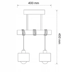 Lampa sufitowa wisząca żyrandol LED 2x E27 oprawa LOFT Drewniana szklana-5904703018469