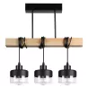 Lampa sufitowa wisząca żyrandol LED 3x E27 oprawa LOFT DREWNO szklana-5904703018476