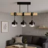Lampa sufitowa wisząca żyrandol LED 3x E27 oprawa LOFT DREWNO szklana-5904703018476