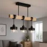 Lampa sufitowa wisząca żyrandol LED 3x E27 oprawa LOFT DREWNO szklana-5904703018476