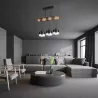 Lampa sufitowa wisząca żyrandol LED 3x E27 oprawa LOFT DREWNO szklana-5904703018476