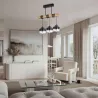 Lampa sufitowa wisząca żyrandol LED 3x E27 oprawa LOFT DREWNO szklana-5904703018476