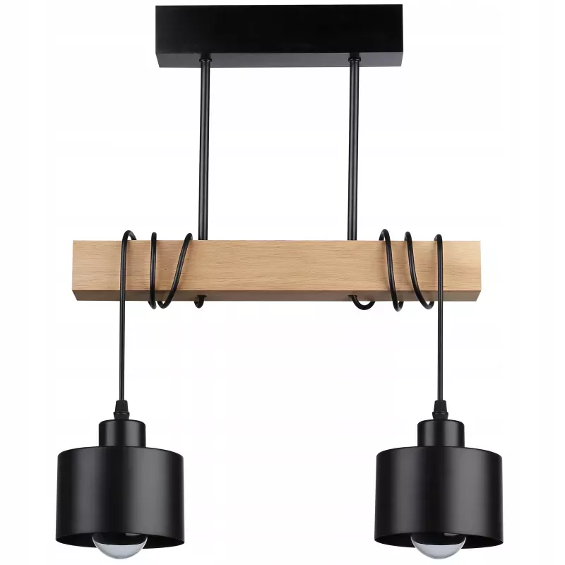 Lampa sufitowa wisząca żyrandol oprawa Drewniana LED E27 LOFT czarna-5904703018407