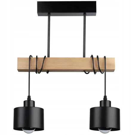 Lampa sufitowa wisząca żyrandol oprawa Drewniana LED E27 LOFT czarna-5904703018407