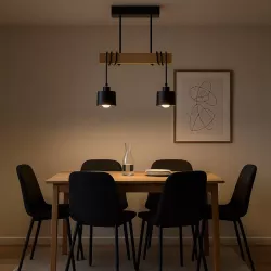 Lampa sufitowa wisząca żyrandol oprawa Drewniana LED E27 LOFT czarna-5904703018407