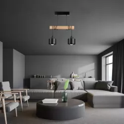 Lampa sufitowa wisząca żyrandol oprawa Drewniana LED E27 LOFT czarna-5904703018407