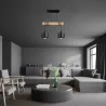 Lampa sufitowa wisząca żyrandol oprawa Drewniana LED E27 LOFT czarna-5904703018407