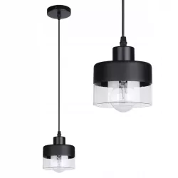 Lampa sufitowa wisząca żyrandol LED E27 oprawa szklana czarna-5904703018452