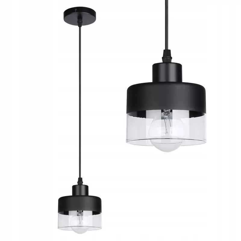 Lampa sufitowa wisząca żyrandol LED E27 oprawa szklana czarna-5904703018452