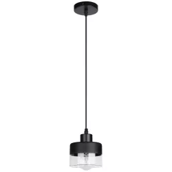 Lampa sufitowa wisząca żyrandol LED E27 oprawa szklana czarna-5904703018452