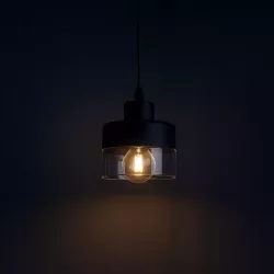Lampa sufitowa wisząca żyrandol LED E27 oprawa szklana czarna-5904703018452