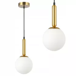 Lampa sufitowa wisząca żyrandol szklana kula e27 LOFT 100cm złoty biały-5904703022831