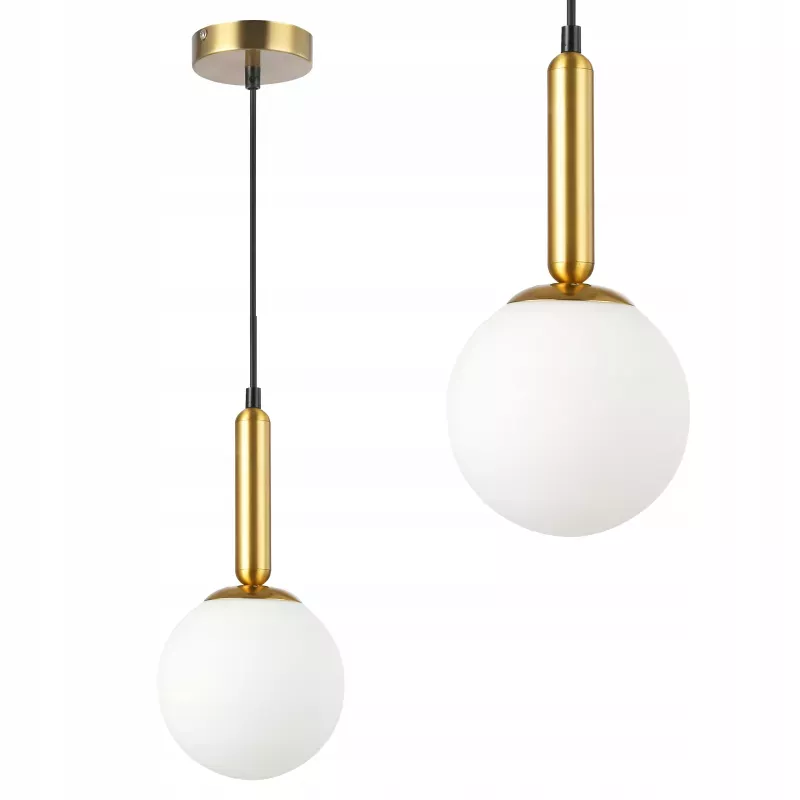 Lampa sufitowa wisząca żyrandol szklana kula e27 LOFT 100cm złoty biały-5904703022831