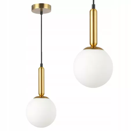 Lampa sufitowa wisząca żyrandol szklana kula e27 LOFT 100cm złoty biały-5904703022831