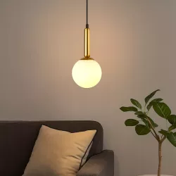 Lampa sufitowa wisząca żyrandol szklana kula e27 LOFT 100cm złoty biały-5904703022831