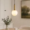Lampa sufitowa wisząca żyrandol szklana kula e27 LOFT 100cm złoty biały-5904703022831