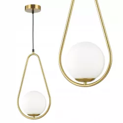 Lampa sufitowa wisząca żyrandol szklana kula e27 LOFT 103cm złoty biały-5904703022855