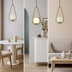 Lampa sufitowa wisząca żyrandol szklana kula e27 LOFT 103cm złoty biały-5904703022855