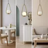 Lampa sufitowa wisząca żyrandol szklana kula e27 LOFT 103cm złoty biały-5904703022855