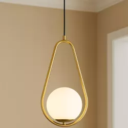 Lampa sufitowa wisząca żyrandol szklana kula e27 LOFT 103cm złoty biały-5904703022855