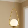 Lampa sufitowa wisząca żyrandol szklana kula e27 LOFT 103cm złoty biały-5904703022855