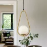 Lampa sufitowa wisząca żyrandol szklana kula e27 LOFT 103cm złoty biały-5904703022855