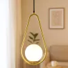 Lampa sufitowa wisząca żyrandol szklana kula e27 LOFT 103cm złoty biały-5904703022855