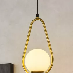 Lampa sufitowa wisząca żyrandol szklana kula e27 LOFT 103cm złoty biały-5904703022855