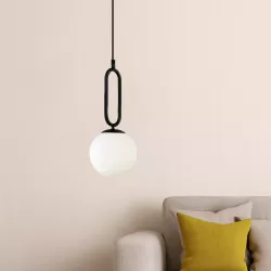 Lampa sufitowa wisząca żyrandol szklana kula e27 LOFT 100cm czarna-5904703022893