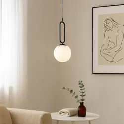Lampa sufitowa wisząca żyrandol szklana kula e27 LOFT 100cm czarna-5904703022893
