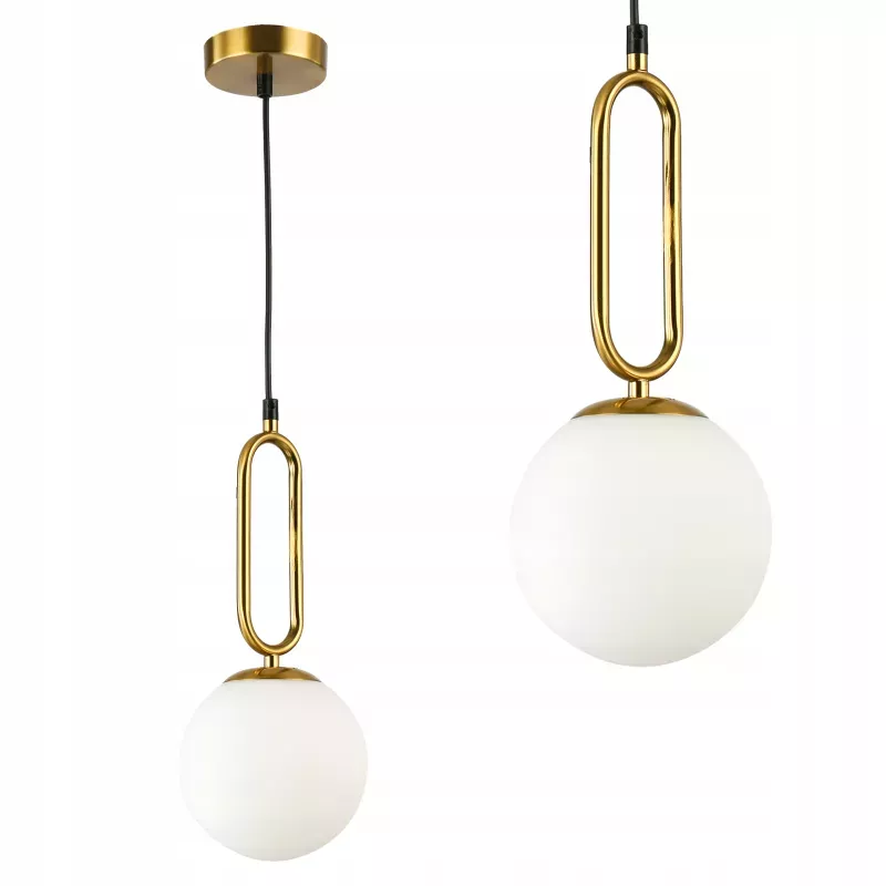 Lampa sufitowa wisząca żyrandol szklana kula e27 LOFT 100cm złoty biały-5904703022909