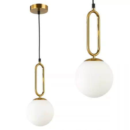 Lampa sufitowa wisząca żyrandol szklana kula e27 LOFT 100cm złoty biały-5904703022909