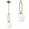 Lampa sufitowa wisząca żyrandol szklana kula e27 LOFT 100cm złoty biały-5904703022909